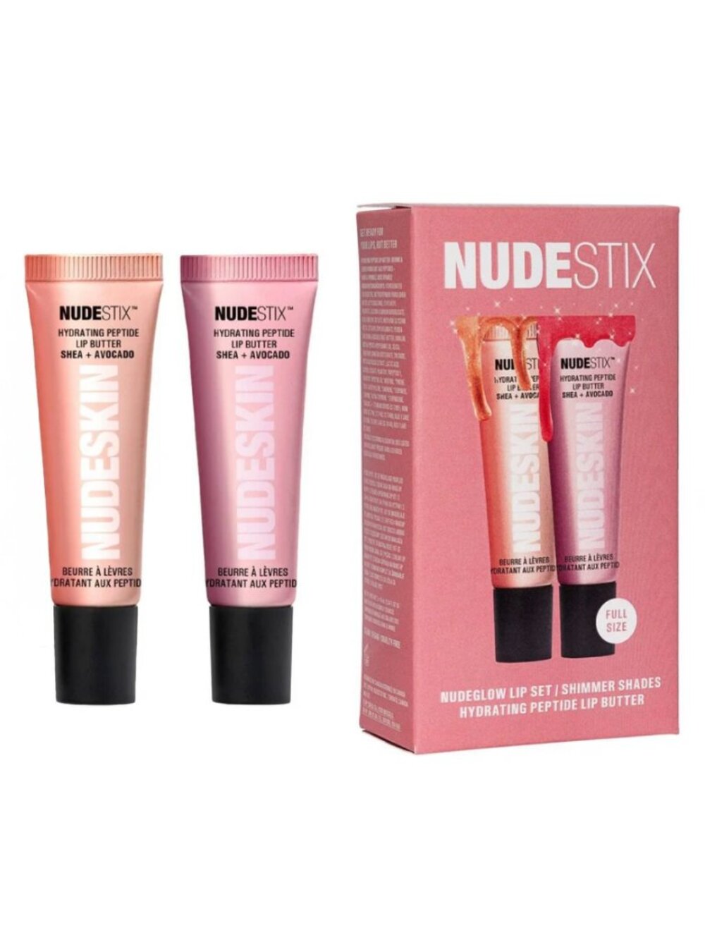 NIB - Nudestix Nudeglow Lip Butter Duo - Vanilla Sprinkle and Rose Sparkle